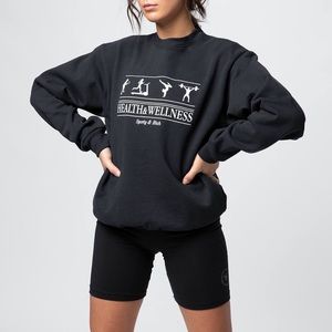 Sporty & Rich Health & Wellness Logo Crewneck Sweatshirt - Navy/White Print